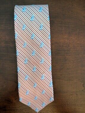 Sailboat Seersucker Neck Tie in Channel Marker Red by Southern Tide Long 62"